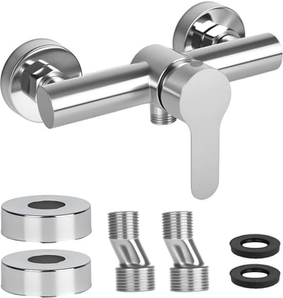 Dailygoods- Douchearmatuur eengreepsmengkraan - Wandmontage - 304 Roestvrij Staal - Massief Messing - Corrosiebestendig - Verchroomde Coating - Douchekraan