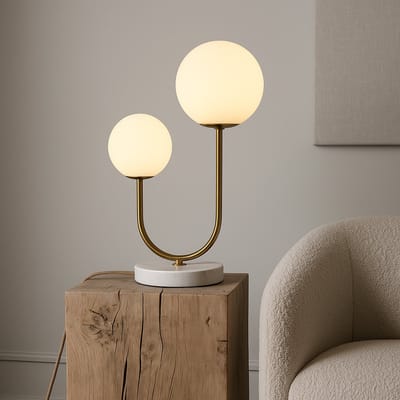 Tavellio Giorgia Tafellamp – H45 – Marmer en Glas – G9 – Goud