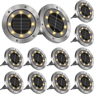 Buitenverlichting op zonne-energie - 8 LED Zonnelampen voor de Tuin - Waterdichte Grondspots IP65