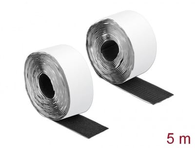 Klittenband haak-en-lus tape zelfklevend L 5 meter x B 50 mm zwart