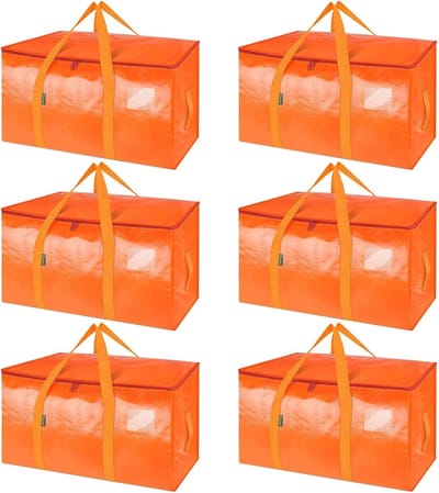 Verhuis Tassen - Opbergzakken - Opslag Kleding - Versterkte Handgrepen - Extra Groot - Oranje