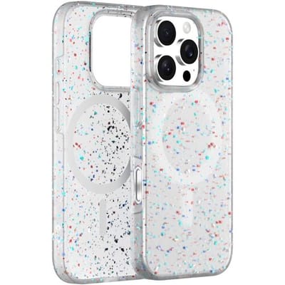 Coverzs Recycled Magsafe hoesje geschikt voor iPhone 16 Pro - Magsafe telefoonhoesje - Glitter hoesje - Schokbestending