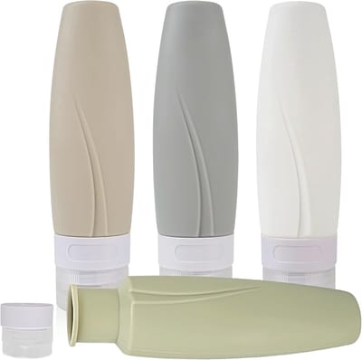 Famanu – Reisflessen - 4 stuks siliconen reiscontainer - lekvrij - reizen - navulbaar - knijpbare set voor shampoo - cosmetica - lotion - conditioner - oliecrème #8
