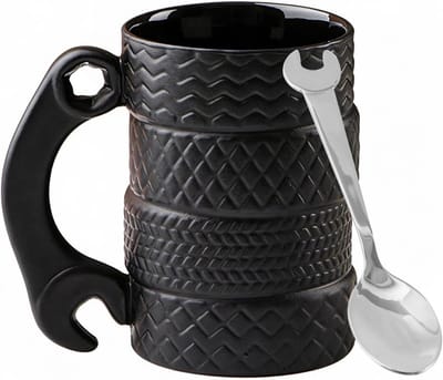 Grote 3D Koffiemok met Lepel en Handvat, 500 ml - Grappige Cadeaus voor Mannen, Vakmannen en Bikers voor Verjaardag en Vaderdag