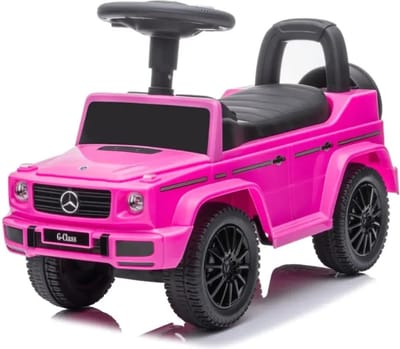 Mercedes G350 Loopauto 1 tot 3 jaar – Officieel Gelicentieerde Mercedes-Benz Loopauto met Claxon & Opbergvak – Buitenspeelgoed Peuter met Blokstandaard & Cadeaubox – Roze