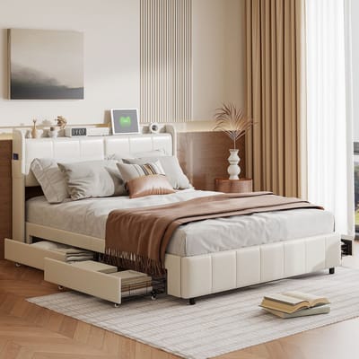 Functioneel Tweepersoonsbed 140x200 cm – 4 Opbergladen & USB-aansluiting