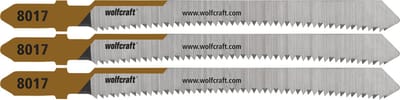 wolfcraft - 3 decoupeerzaagbladen voor Multiplex & MDF - 50mm - HCS-blad met T-schacht - 8017000