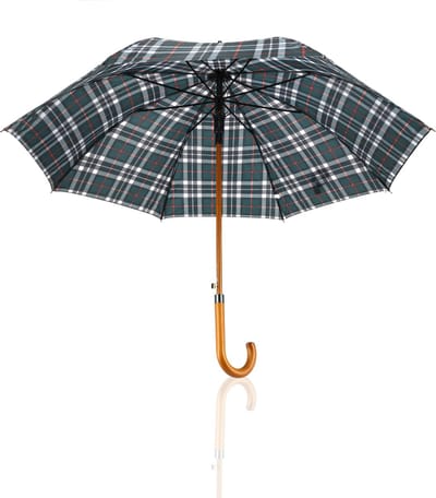 Paraplu Geruit groen - Ø 105cm - Paraplu Houten handvat - Regenparaplu - windproof Klassiek