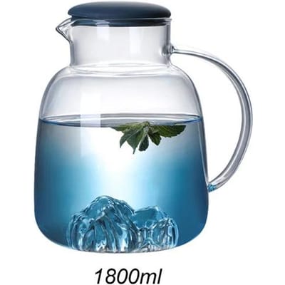 1800ml Glazen Koud Water Fles Met Handvat Fruit Thee Kop Waterkoker Berg Design Hoge temperatuur Verwarmbaar Kan Kleurverloop voor Thuis handmade