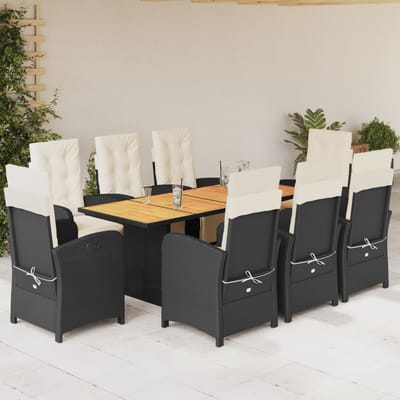 vidaXL - 9-delige - Tuinset - poly - rattan - zwart