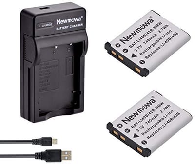 Vervangende Li-42B Batterij en Dubbele USB Oplader voor Olympus Camera's