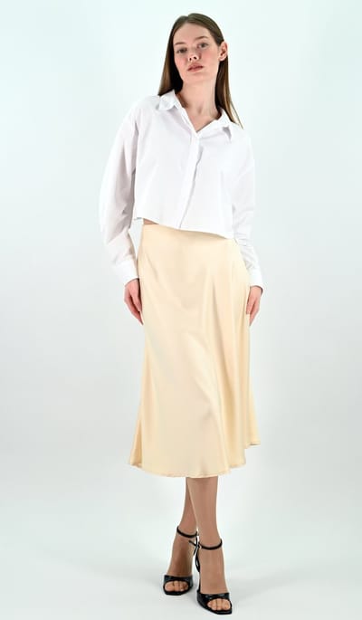 YesMooi - Satijnen Midirok - Parelmoer - XL (42)