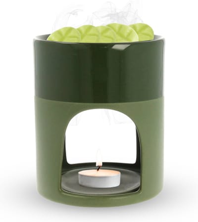 Scentchips® Shiny Duo Matt - Waxbrander - Geurbrander - Oliebrander - Wax Melts Brander - Aromabrander - Ook Geschikt Voor Essentiële Oliën - Geurolie - Waxmelts - Leger Groen