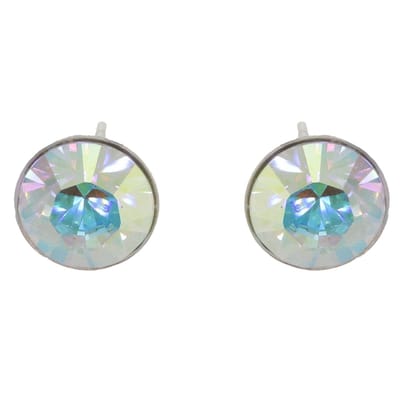 Behave – Oorbellen – 925 Sterling Zilveren Oorsteker met Aurore Boreale steen - 1,1 cm doorsnede