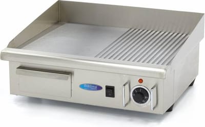 Grillplaat - Half Gegroefd - 55 cm - incl. Opvangbak
