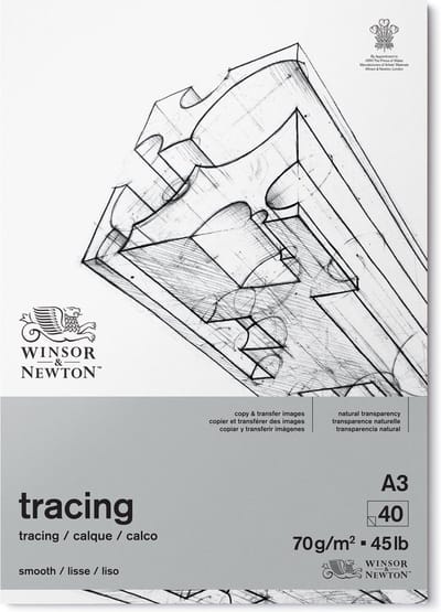 Winsor & Newton 6674002 Tracing Paper Pad A3 – 70 g/m², 40 vellen, transparant papier voor tekenen, schetsen & overlays