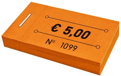 CombiCraft consumptiebonnen in boekjes 50x30mm met eurobedrag 5,00 in oranje - 5 boekjes met in totaal 250 bonnen