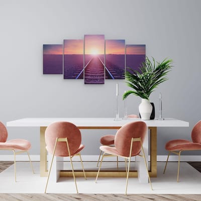 Artaza Canvas Schilderij Vijfluik Rails Spoorweg In De Woestijn Bij Zonondergang - 100x50 - Foto Op Canvas - Canvas Print