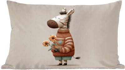 Sierkussens - Kussentjes Woonkamer - 60x40 cm - Zebra - Zonnebloemen - Warm