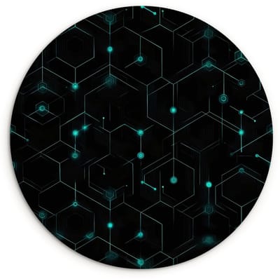 WallCircle® Wandcirkel 120x120 cm - Muurcirkel Gaming - Netwerk - Blauw - Punten - Patroon - Muurdecoratie woonkamer - Wanddecoratie slaapkamer - Kamer decoratie accessoires - Ronde schilderijen XXL