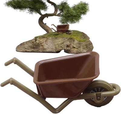Speelgoed Kruiwagen - Miniatuur Wagen - Poppenhuis Decoratie - Glad ABS Materiaal - 10 x 6 x 5 cm - Bruin