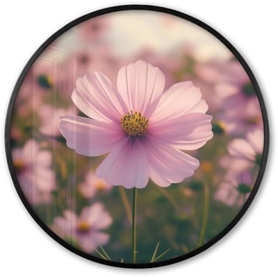 Poster in lijst Rond - Fotolijst 60x60 cm - Posters - Bloemen - Paars - Wazig - Ronde posterlijst zwart - Decoratie - Wanddecoratie woonkamer - Muurdecoratie slaapkamer