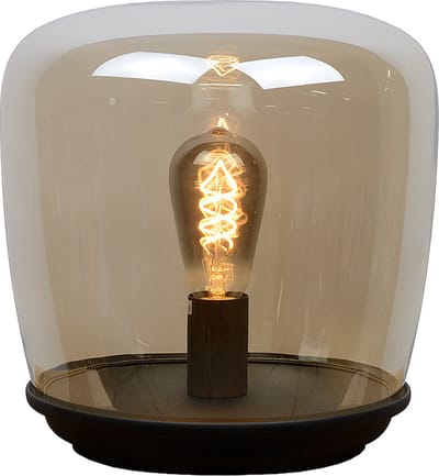 Atmooz - Tafellamp Unami - E27 - Slaapkamer / Woonkamer - Sfeerlamp Industrieel - Glazen kap + metalen schotel - Hoogte 30cm