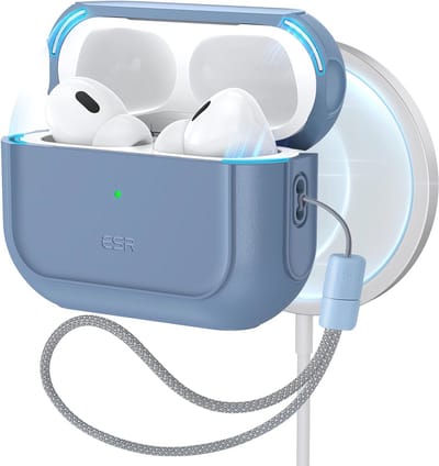 Hoesje voor AirPods Pro 2 en 1 - Volledige valbescherming met lanyard - MagSafe compatibel - Blauw