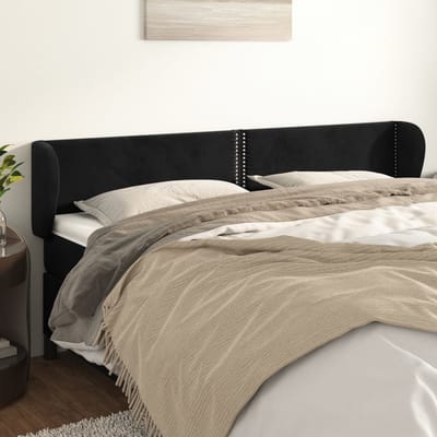 vidaXL - Hoofdbord - met - randen - 183x23x78/88 - cm - fluweel - zwart