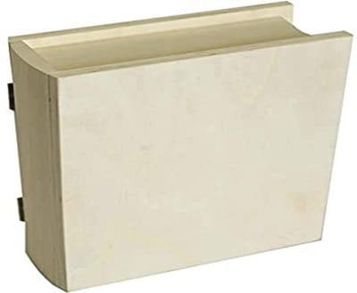 Boekvormige doos in beige kleur - 21,7 x 5,71 x 17,78 cm van hout