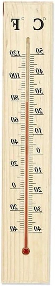 Houten Thermometer - Kamerthermometer Wandthermometer - Temperatuur Meten - Natuurlijke Houtconstructie - 40 x 7.5 cm - Natuurlijk Hout