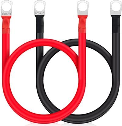 2 stuks 12V M10 Accukabel van 50 cm - 35 mm Dubbel Gedraaide Koper Accukabel voor Auto en Motorfiets
