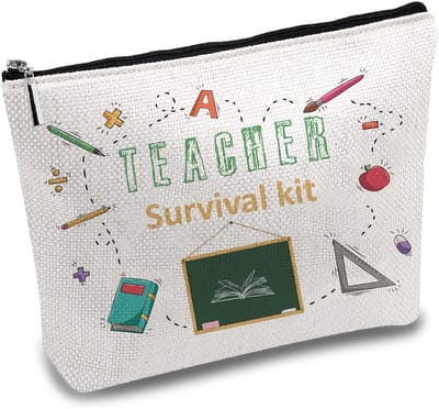 Allecto - Leraar etui - multifunctionele make-up tas - canvas toilettas - 25,5 cm - pennenetui - geschikt voor leraar - grote overlevingskit