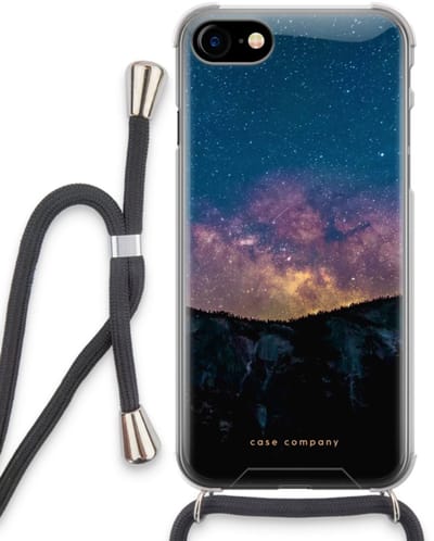 Case Company® - Hoesje met koord geschikt voor iPhone SE 2020 hoesje met Koord - Travel to space - Telefoonhoesje met Zwart Koord - Bescherming aan alle Kanten en Over de Schermrand