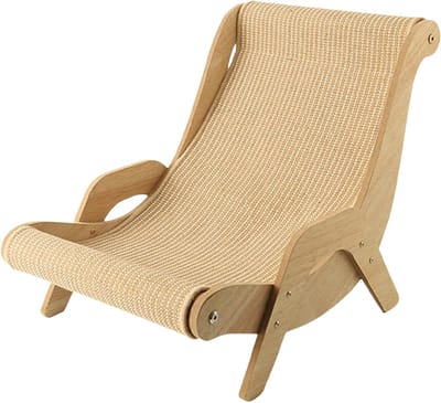 Kattenstoel - Huisdier lounge - Ontspanning voor katten - Massief houten basis - 58 x 28 x 14 cm - Natuurlijk