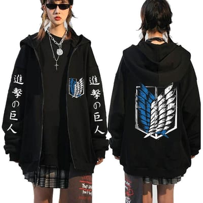 Aanval op Titan Rits Hoodies Casual Hip Hop Streetwear Sweatshirts Hoody Vrouwen Loog Mouw Hoodie Jas Kleding XXXL gray