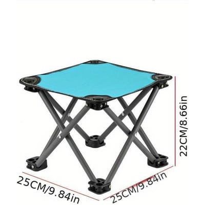 Chaise pliante d'extérieur 1PC, petit tabouret portable Mazar pour la maison, équipement de camping et de conduite autonome, petit tabouret multifonctionnel à quatre coins Mazar bleu