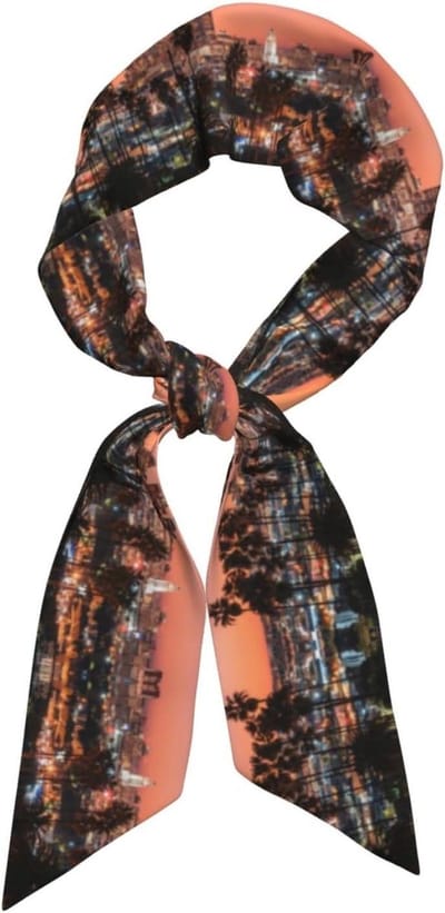 Zijden Sjaal - Mode Hoofdband - Accessoire Styling - Zachte Satijn Stof - 119 cm - Zwart