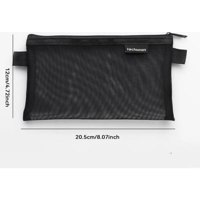 Eenvoudig Mesh Etui Grote Capaciteit Pennenzak Transparante Rechthoeken en Driehoeken Tas voor Student Schoolbenodigdheden Schrijfwaren black