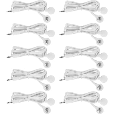 10 stuks   zak DC 3,5 mm 1,5 m 2‑in‑1 Knoptype Elektrode   Draden Kabel voor TENS Unit Fysiotherapie Machine white