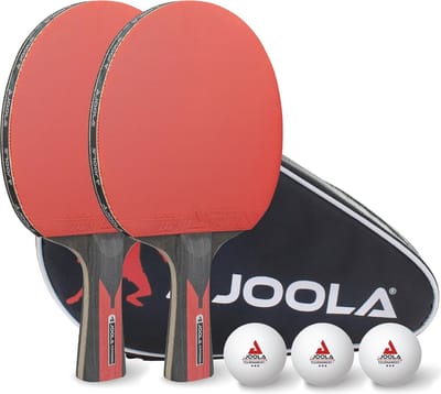 Tafeltennisset 6-delig met 2 Batjes, 3 Ballen en Hoes - Rood/Zwart