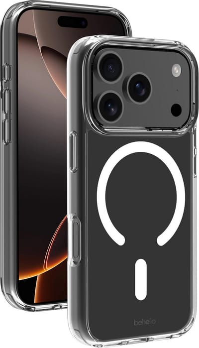 Behello iPhone 17 Pro Clear case met magnetische ring transparant