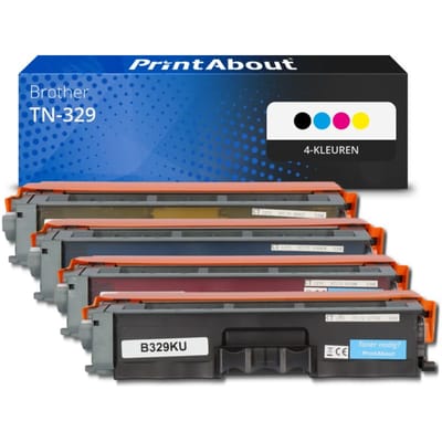 PrintAbout huismerk Toner TN-329 4-kleuren Multipack Extra hoge capaciteit Geschikt voor Brother