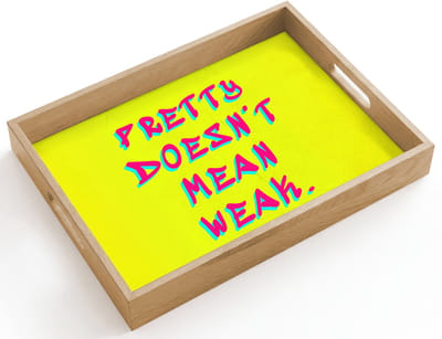 Dienblad hout 40x30 cm - Schootdienblad - Quote - Minimalistisch - Kleurrijk - Borrelplank rechthoek - Plateau dienbladen