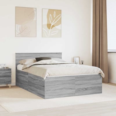 vidaXL - Bedframe - met - hoofdeinde - Grijs - Sonoma - 160 - x - 200 - cm - Bewerkt - hout