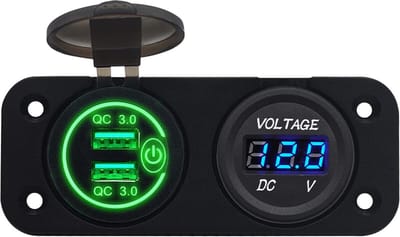 ProRide 12V USB Autolader 2 Poorten Inbouw met Schakelaar - QC3.0 - PUSB1QC-G - Tweevoudig inbouw paneel - Groen