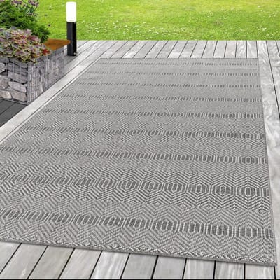 Buitenkleed met hologrampatroon, grijs, sisal, voor terras, UV-bestendig 80x250 cm