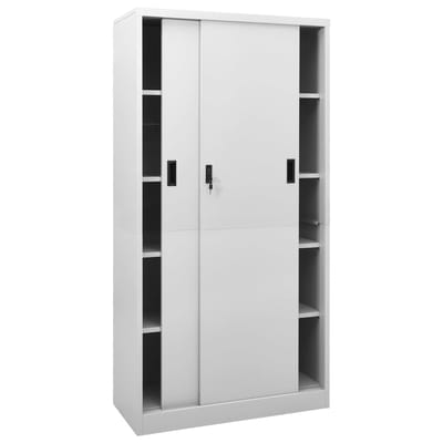 vidaXL - Kantoorkast - met - schuifdeuren - 90x40x180 - cm - staal - lichtgrijs