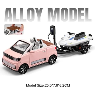 1:24 Legering Wuling Mini Ev Speelgoed Diecast Modellen Auto's Licht Muziek Miniatuur Model Pull-back Voertuig Voor Kinderen Decoratie Cadeaus