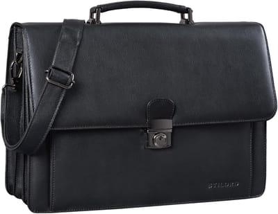 Leren Aktetas voor Heren met 15.6 inch Laptopvak - Vintage Schoudertas voor Werk en Zaken